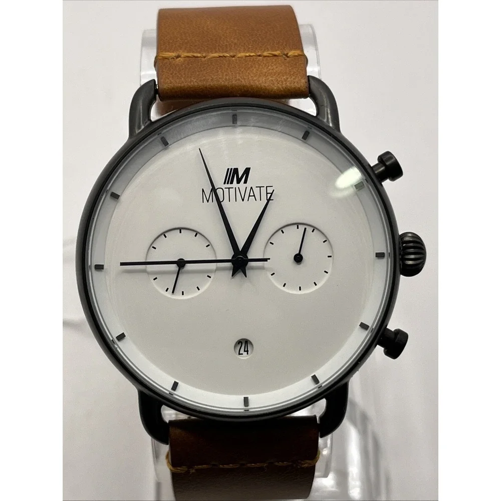 Motivate The Scottie Men's Quartz Watch Leather Band 42mm Case-‎ New Battery